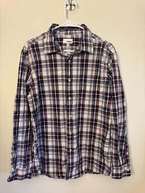Sonoma Mens Size ML Collared Plaid Button-Up Long-Sleeve Multicolor Shirt